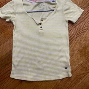 Yellow and white striped t shirt